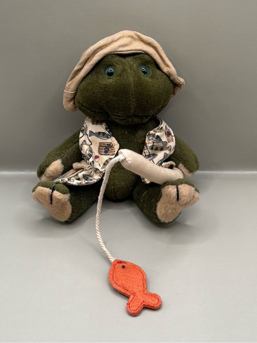 Vintage Boyds Bears Fishing Frog Plush Stuffed Animal